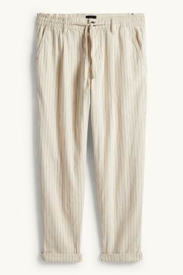 Chino - lin mélangé - fines rayures
