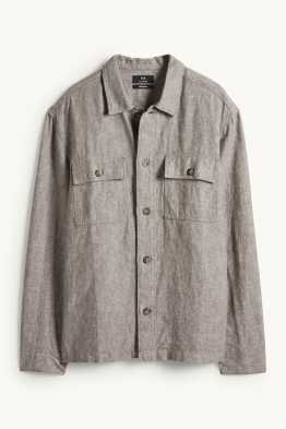 Veste-chemise - relaxed fit - col kent - lin mélangé