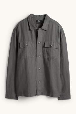 Veste-chemise - relaxed fit - col kent - lin mélangé