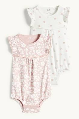 Lot de 2 - petites fleurs - bodys bébé