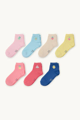 Multipack of 7 - Kawaii - trainer socks with motif