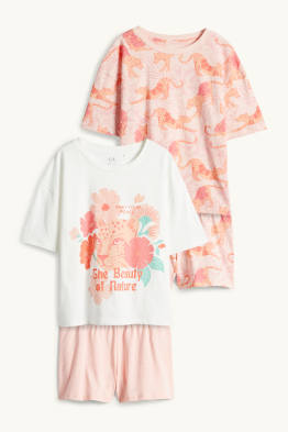 Multipack 2er - Leopard - Shorty-Pyjama - 4 teilig