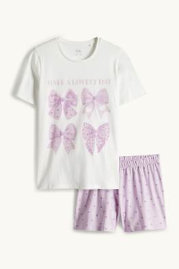 Kokardka i serce - letnia piżama - 2 części