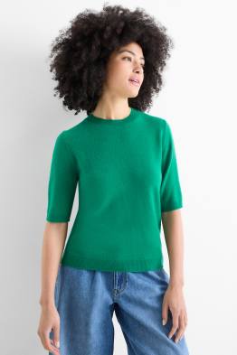 Kaschmir-Strickpullover - kurzarm