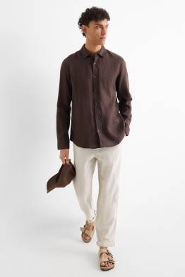 Chino - tapered fit - lin mélangé