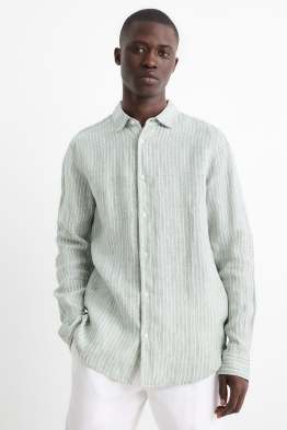 Chemise en lin - regular fit - col Kent - à rayures