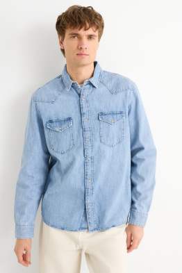 Camicia di jeans - regular fit - collo all'italiana