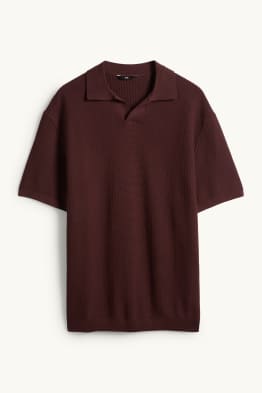 Gebreid poloshirt - relaxed fit - met structuur