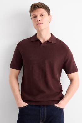 Gebreid poloshirt - relaxed fit - met structuur