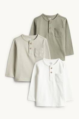 Wielopak, 3 szt. - koszulka niemowlęca z długim rękawem - w prążki