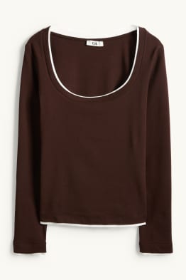 Langarmshirt - Slim Fit - 2-in-1-Look