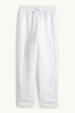 Stoffhose - Mid Waist - Tapered Fit - Leinen-Mix