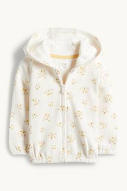 Floricele - hanorac cu fermoar și glugă pentru bebeluși - structurat