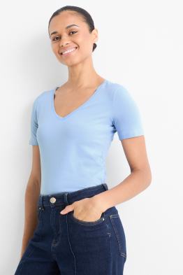 T-Shirt mit V-Ausschnitt - Slim Fit