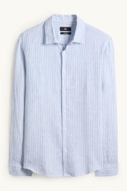 Chemise en lin - regular fit - col Kent - à rayures