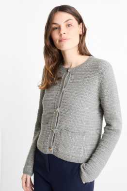 Strickjacke - Glanz-Effekt - strukturiert