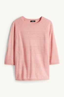 Pullover - Leinen-Mix - strukturiert