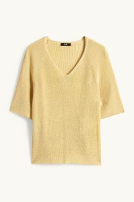 Strickpullover - kurzarm - Glanz-Effekt