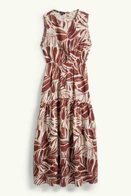 Fit & Flare Kleid - Leinen-Mix - gemustert