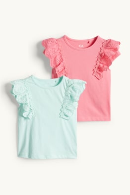 Lot de 2 - T-shirts - broderie anglaise