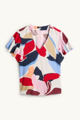 Bluzka z dekoltem V - w kwiaty