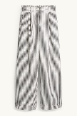 Stoffhose - High Waist - Wide Leg - gestreift