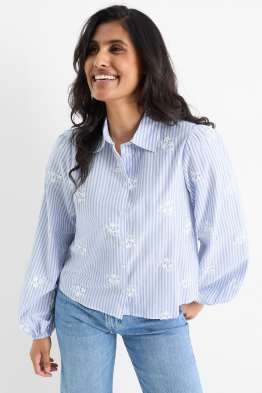 Blusa camisera - de rayas - de flores