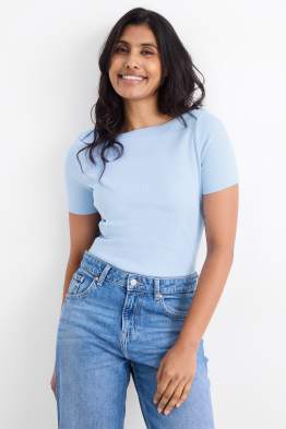 Tričko - slim fit - žebrované