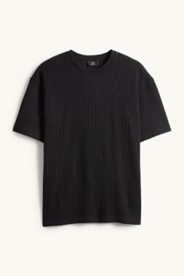 Knitted T-shirt - relaxed fit - ribbed