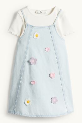 Flors - conjunt - samarreta de mànigues curtes i vestit texà - 2 peces