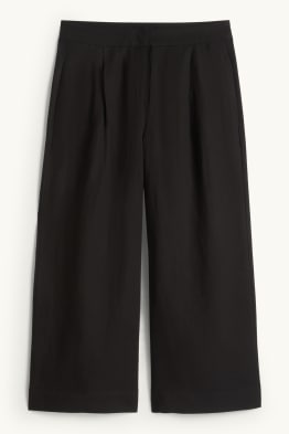 Business-Hose mit Leinen-Anteil - High Waist - Wide Leg