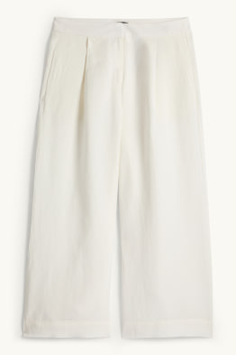 Business-Hose mit Leinen-Anteil - High Waist - Wide Leg