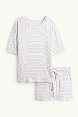 Viskose-Shorty-Pyjama - gestreift