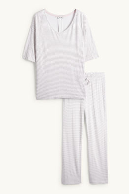 Viskose-Pyjama - gestreift