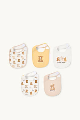 Multipack of 5 - teddy bear - baby bibs