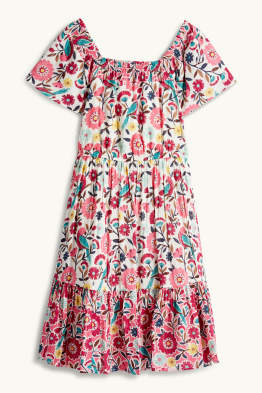 Bloemen - jurk - glanseffect