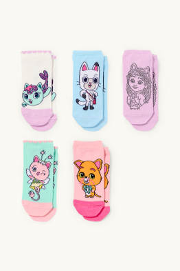 Multipack 5 perechi - Casa de păpuși a lui Gabby - șosete sub gleznă cu motive