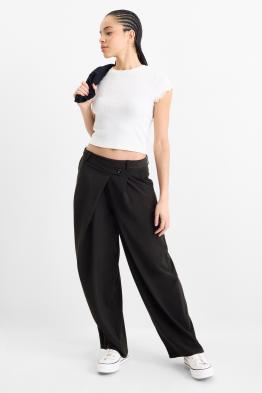Pantalon de toile - mid waist - barrel leg
