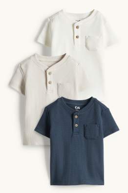 Wielopak, 3 szt. - niemowlęca koszulka z krótkim rękawem - teksturowana