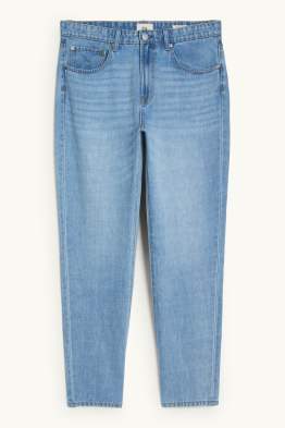 Relaxed tapered jeans, deels met linnen