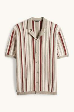 Camicia in maglia - regular fit - revers - a righe