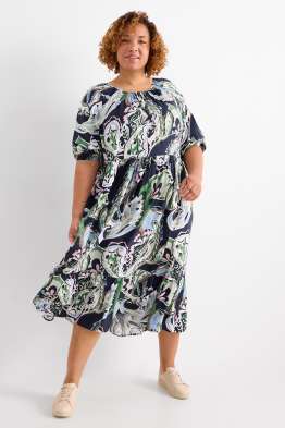 Viskose-A-Linien-Kleid - gemustert