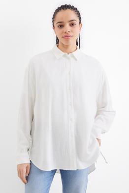 Hemdbluse mit Leinen-Anteil