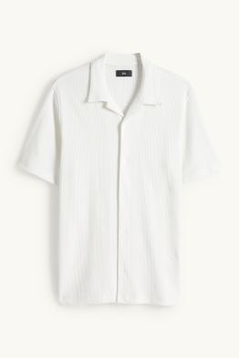 Camicia - regular fit - revers - tessuto tramato