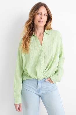 Bluse mit Knotendetail - gestreift