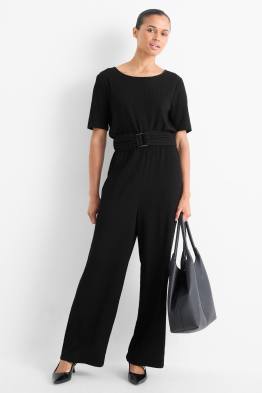 Jumpsuit mit Gürtel - strukturiert