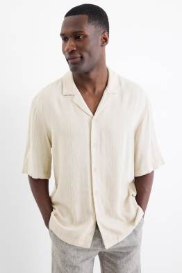 Hemd mit Leinen-Anteil - Relaxed Fit - Reverskragen