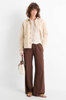 Cloth trousers - mid-rise waist - wide leg