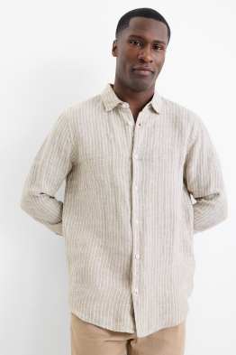 Chemise en lin - regular fit - col Kent - à rayures