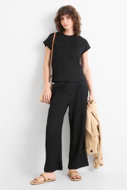 Stoffhose - Mid Waist - Wide Leg